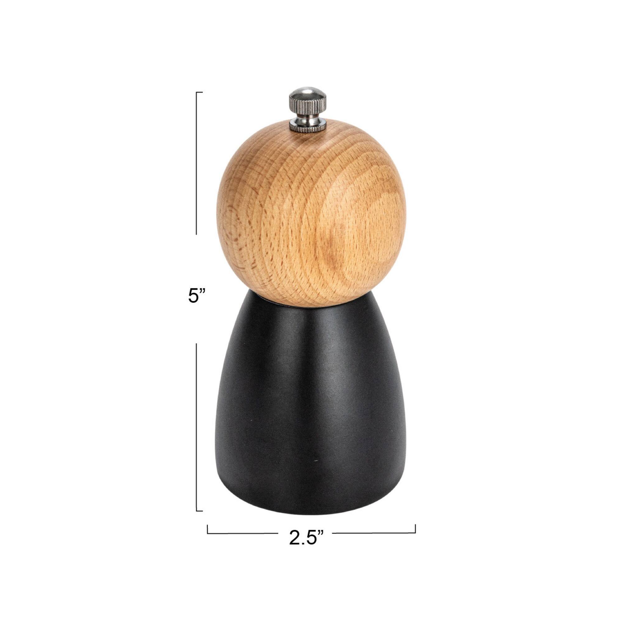 Hello Honey® Black & Natural Two-Tone Rubberwood Salt & Pepper Mill